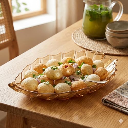 Image of Elegant Amber Glass Leaf-Shaped Serving Plate Set of 1, Decorative Glass Tray for Snacks, Dry Fruits & Desserts Premium Tableware for Home, Dining & Gifting