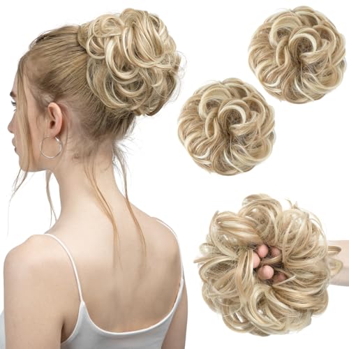 SARLA 2PCS Messy Bun Hair Pieces for Womens Synthetic Scrunchies Buns Extension Hairpieces Updo Pony Tail Dirty Blonde