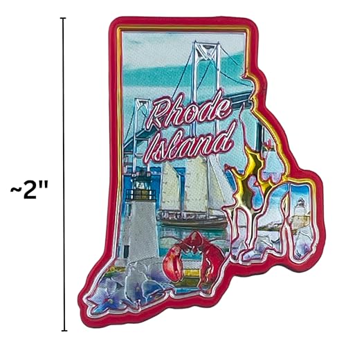 Imán con forma de Rhode Island, 2 pulgadas miniatura 4