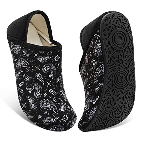 Image of Fires Womens Mens Slippers with Rubber Sole Soft-Lightweight House Slipper Socks Around House Shoes Non Slip Indoor /Outdoor