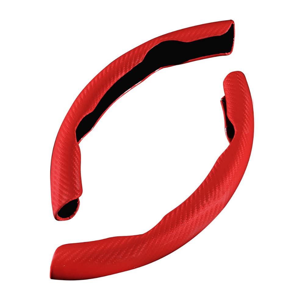 2 Pcs Car Steering Wheel Cover for BMW X3 E83 F25 F97 G01 G08 IX3 iX3 X3M 20i 20d 30i 30d Auto Carbon Fiber Slip Protective Covers Accessories,E-Carbon Red