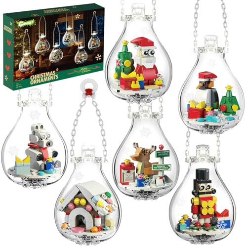 Christmas Ornaments 2025 Building Set, Ornament for Christmas Tree with Light, Xmas and Thanksgiving Holiday for Gifts, Gingerbread Houses, Santa, Reindeer, Polar Bears, Soldiers and Penguin (647 Pcs)
