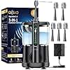 OILSAO Electric Toothbrush with Water Flosser Combo in One,Professional Flossing Toothbrush for Teeth Cleaning and Flossing,Plaque Removal,Rechargeable,with 5 Replacement Brush Heads