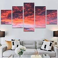 SIGNWIN 5 Panel Canvas Wall Art Landscape Mountain for Home Decorations Ready to Hang - 60