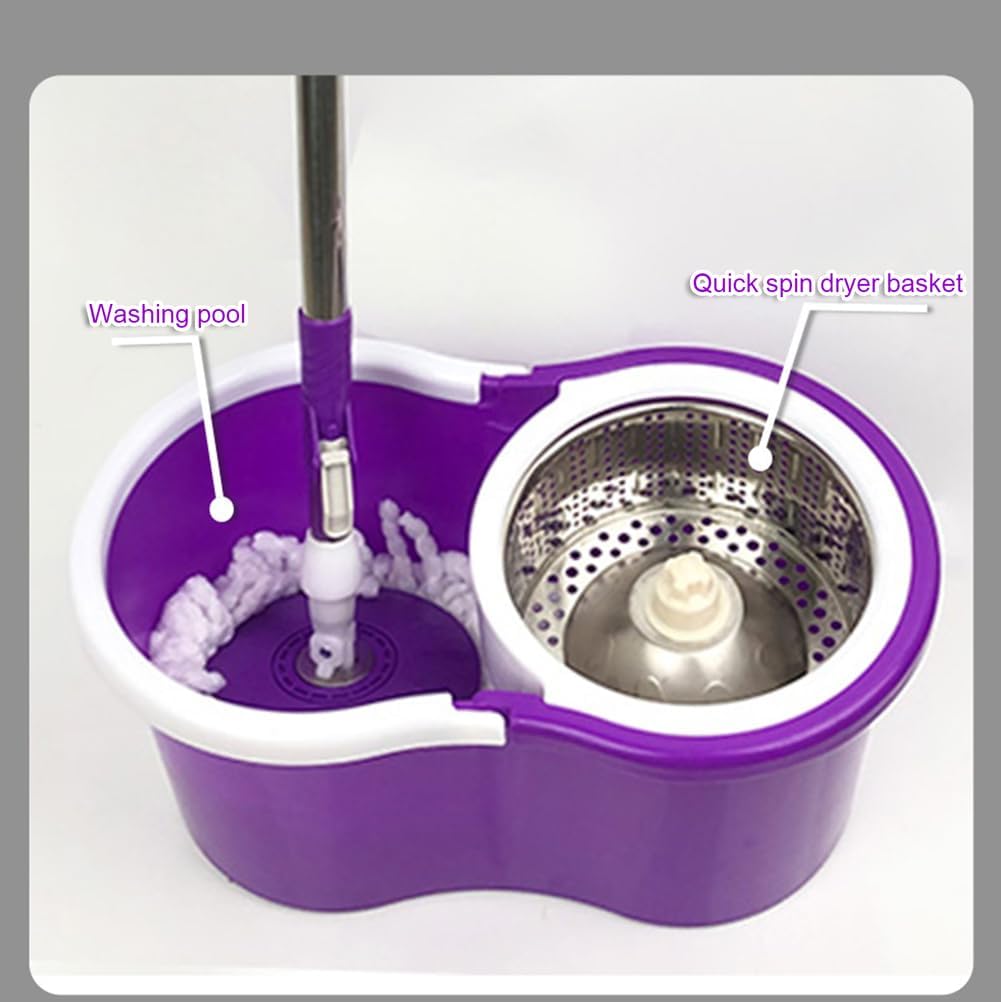 Eight-Shaped Bucket Dual-Drive Household Hands-Free Lazy Mop Bucket Spin Dryer Mop Bucket with 2 Mop Heads for All Hard Floors