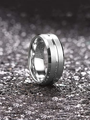 Stainless Steel Silver Toned Grey Finger Ring for Men
