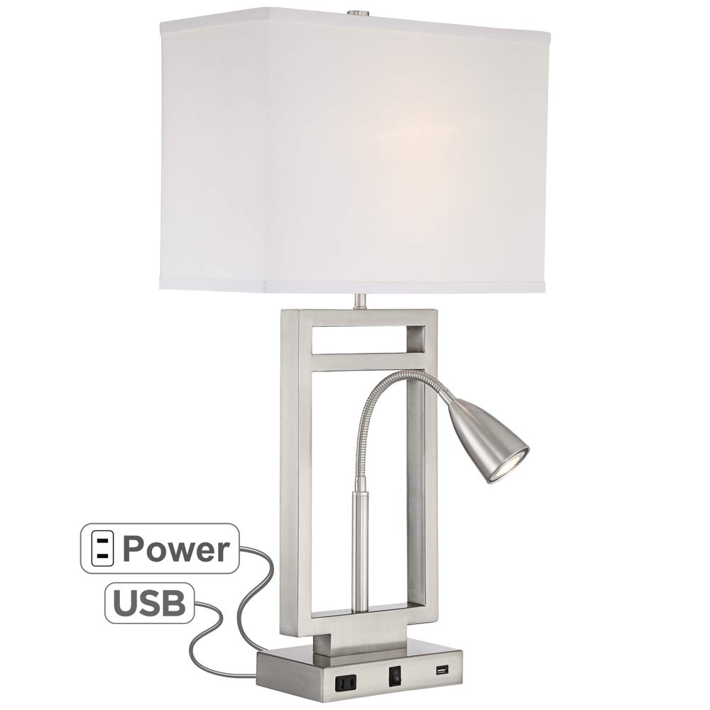 Buy Nevel Modern Table Lamp With USB And AC Power Outlet In Base 