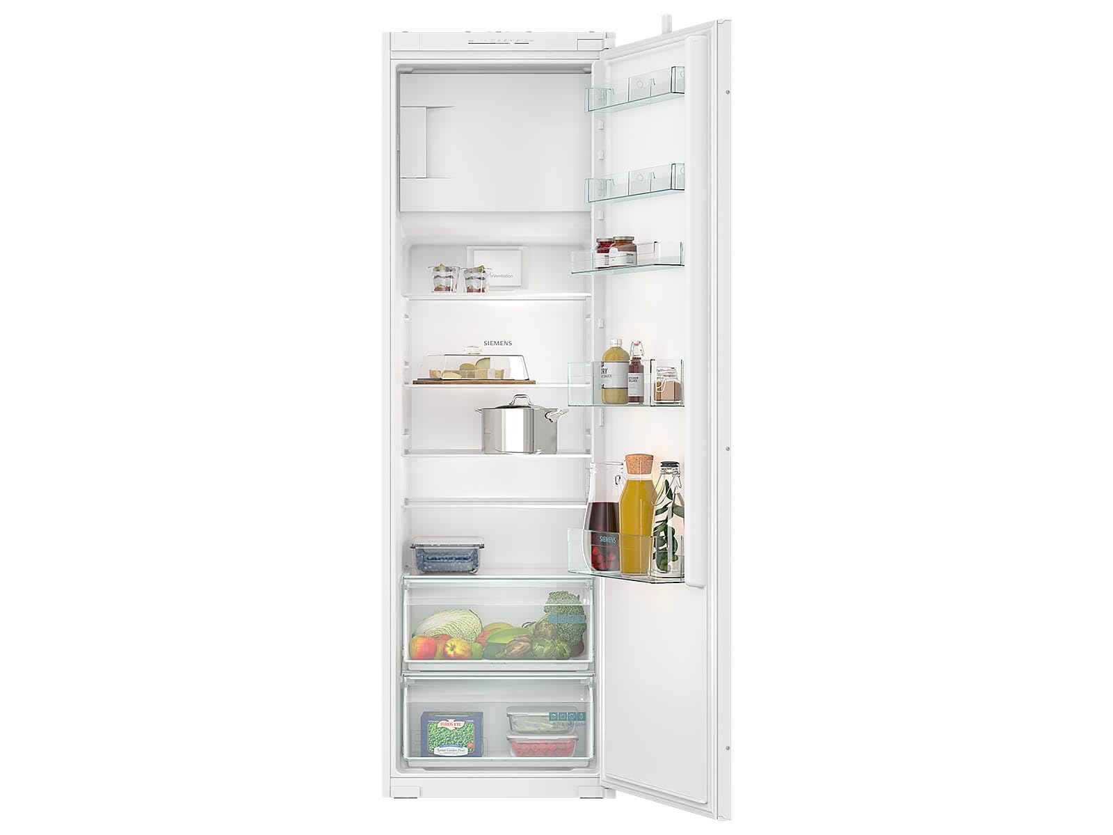 Siemens KI82LNSE0 iQ100 - Frigorífico empotrado con congelador (177,5 x 56 cm, refrigeración de 246 L y congelación de 34 L, fabricado en Alemania, refrigeración rápida, freshBox para frutas y