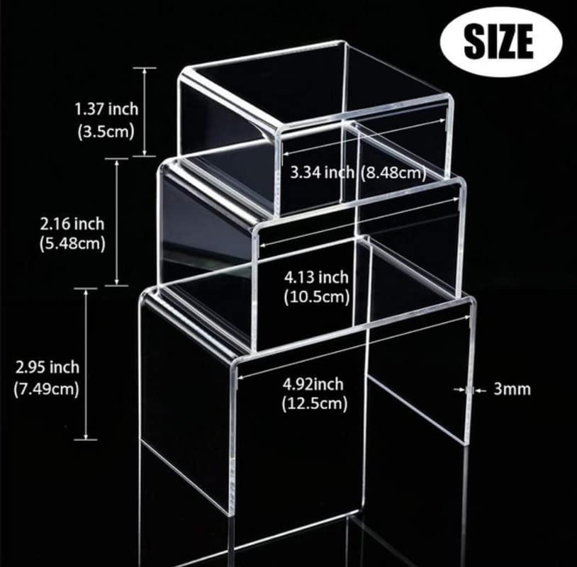 CrazyInk Acrylic Display Risers, Jewelry Display Riser Shelf Showcase Fixtures (Small Set, Clear) Crazyink-239