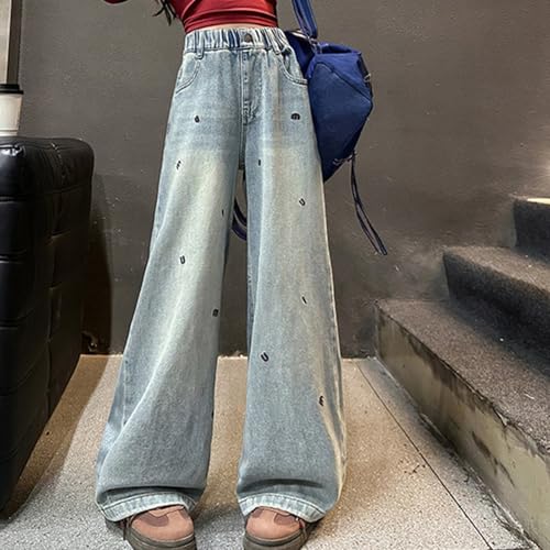 Teen Girls Baggy Ripped Jeans Sparkle Zipper Fly Hip Hop Streetwear Comfy Baggy Pants for Girls2