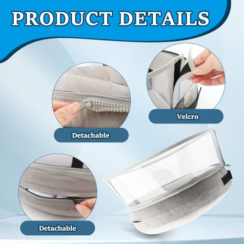 Image of Inflatable Dog Cone Collar for Dogs After Surgery, 2 in 1 Soft Inflatable Dog Cone with Manual Inflator and Clear PVC Anti-Licking Shield, Dog Recovery Protective Collar(Grey,Color:L)