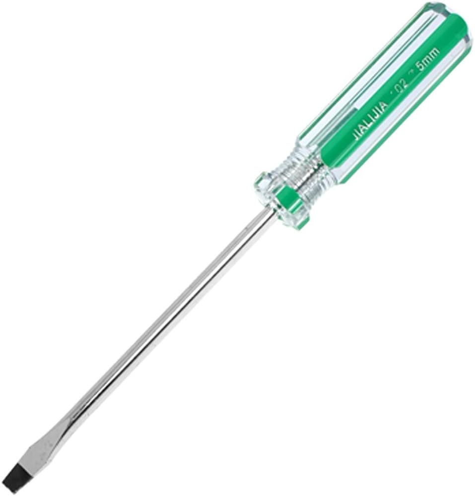Uxcell 6.9" Long Green Clear 5mm Tip Slotted Screwdriver Hand Tool