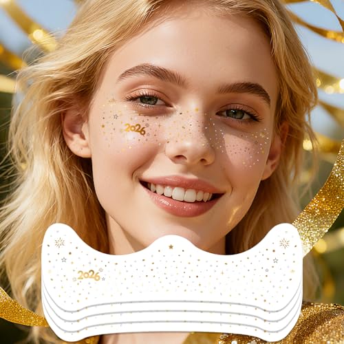Ovasorve 2026 New Year Freckles Face Tattoo - Glittering 2026 Stars in...