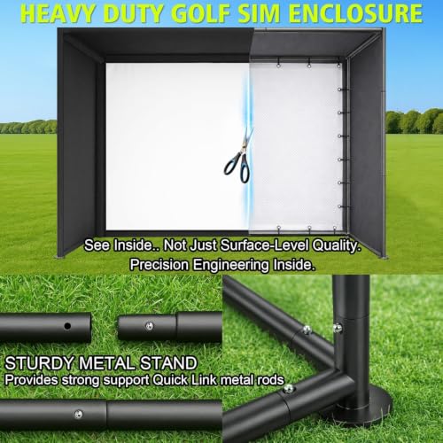 Image of Diandian Golf Simulator Enclosure Kit 14 x 8.5 ft, 4K-Ready Dual-Layer Projection Impact Screen, Safety Side Netting & Thick Foam Edge Padding for Indoor Home Garage Golf Cage Practice Training