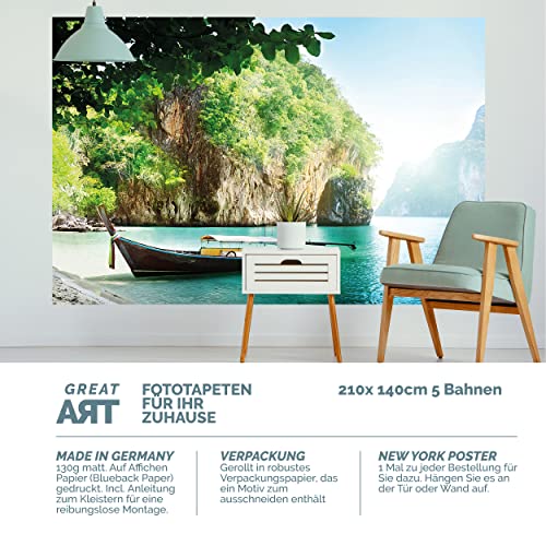 GREAT ART Fotomurale - Barca da Pesca in Baia