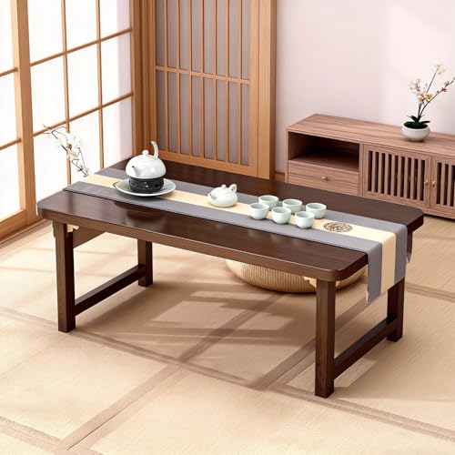 FATOLRD Japanese Folding Floor Table Foldable Coffee Tables Wood Low Desks Versatile for Sitting Dining Table Tea Tatami Desk No Assembly Unique (31.5 * 19.7 * 11.8 inch)
