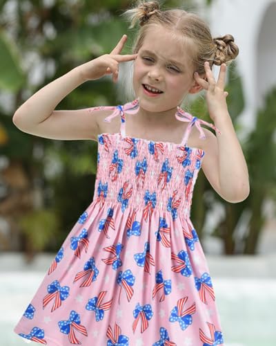 CM-Kid Girls July 4th Dress Red White Blue Star Toddler Patriotic Outfit American Flag Sundress 2-8 Years3