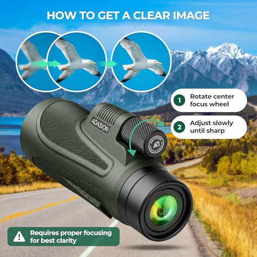 Image of Adasion 12x56 Monoculars for Adults High Powered, Phone Adapter & Tripod