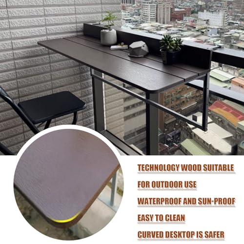 Mesa plegable ajustable para balcón ideal para desayunar al aire libre en patios 5