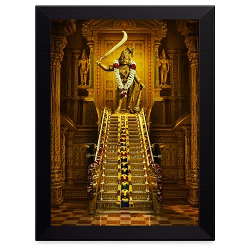 Image of ZirFrame Lord Karuppanasamy Premium 18 m Padi Karuppusamy Photo Frame for Wall Decoration | HD Divine Tamil God Artwork with Durable Wooden Frame | Spiritual Home Temple Decor Gift for Pooja Room, Living Room, Office | Traditional South Indian Devotional Wall Art Frame (Black1, 8 x 12 Inch)