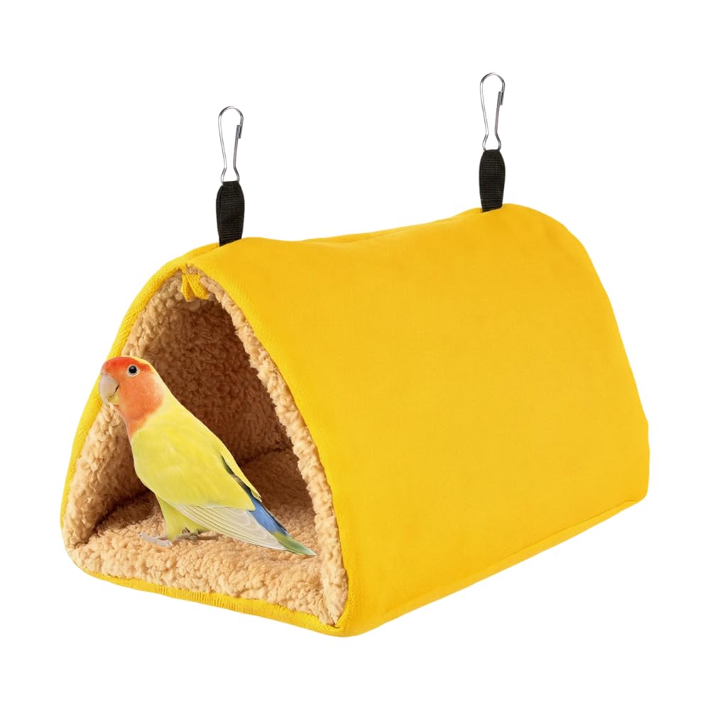 DONGKER Bird Winter Nest House,Triangular Tunnel Bird Hanging Hammock Bed with Dual Metal Hook for Hamsters Guinea Pigs Small Rabbits Parakeets Pets