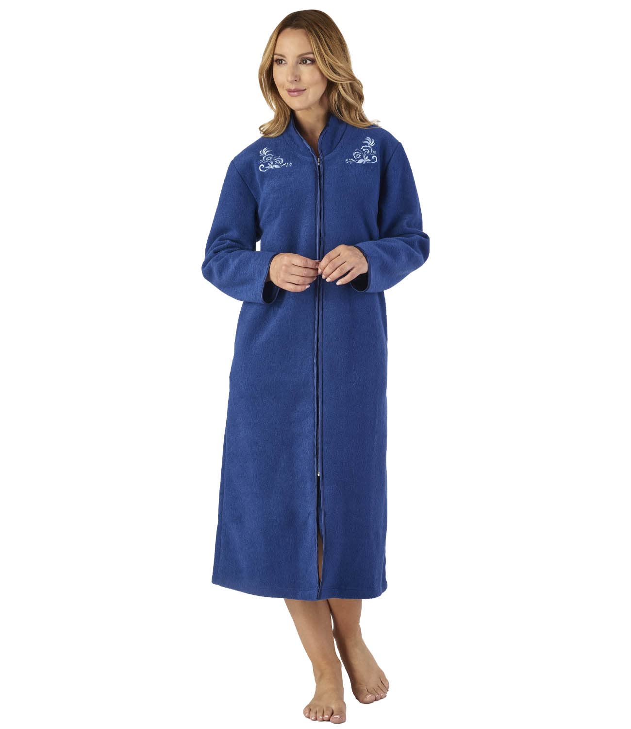 Slenderella Boucle Fleece Zip Robe HC2327 Navy Medium