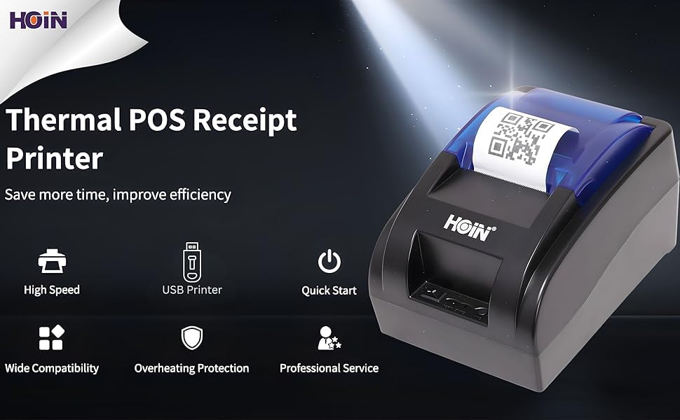 Original HOIN™ Kiosk Receipt/POS Bill Printing Support 58mm BIS Certified USB Thermal Printer. (1 Year Warranty). No Bluetooth.