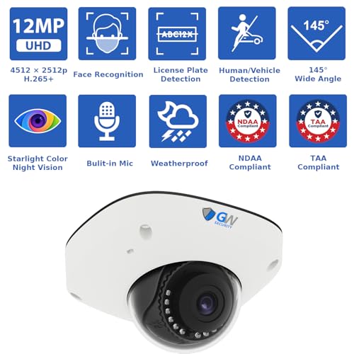 Image of GW Security 64 Channel 12MP 4K @30FPS Face Recognition License Plate Detection PoE AI Security Camera System with 32 x 12MP (4512x2512P) IP Color Night Vision Waterproof Microphone Smart Dome Cameras