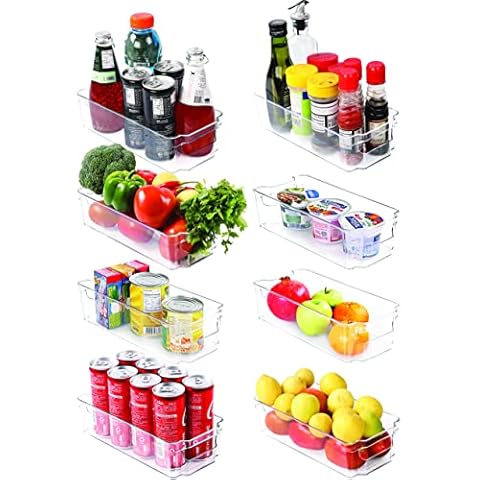 Utopia Home Small Pantry Organizer - Set of 8 Refrigerator Organizer Bins - Fridge Organizer for Freezers, Kitchen Countertops and Cabinets - BPA Free (Clear) Cover
