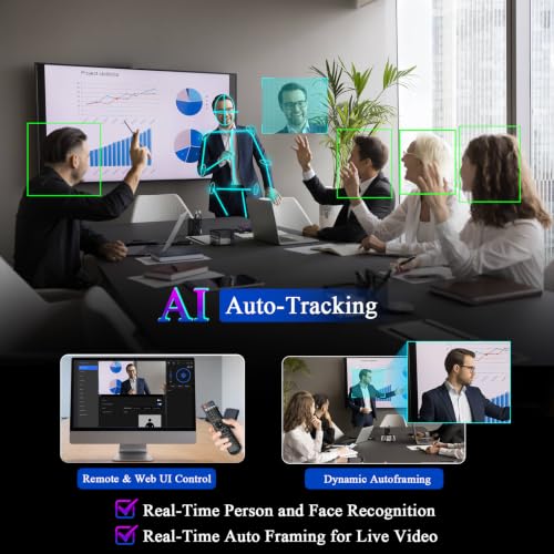 Image of PTZ Camera 4K60fps with 20X Optical Zoom,AI Auto Tracking(Gen3), USB3.0 /LAN /HDMI /3G-SDI Live Streaming Camera for Church Worship, Work with Vmix,Zoom,OBS,YouTube Livestream