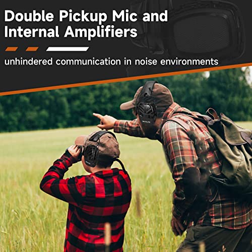 Retevis Elektronischer Schieß-Ohrenschützer, Faltbare Gehörschutz Schießsport, SNR 28dB AUX Audio Doppel Mikrofon Lärmminderung Klangverstärkung Ohrenschützer Ideal für Jagen,Schießstand (1 Pack) - Image 3