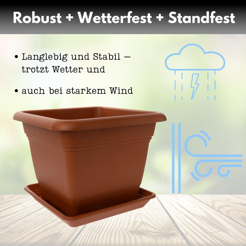 Bacs à Fleurs 2friends Sustania Grand Bac à Plantes 48x48 Pour L'extérieur, Set De 3 - Pot De Fleurs & Pot De Plantes Premium Résistant Aux Intempéries, Cache-Pot Idéal Avec Drainage, Jardin-terrasse