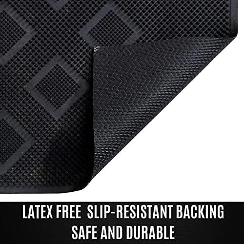 Image of IVAZA Antislip Rubber Rectangular Welcome Door Mat for Home & Office, Traps Dirt (Black, 40X 60 Cm)