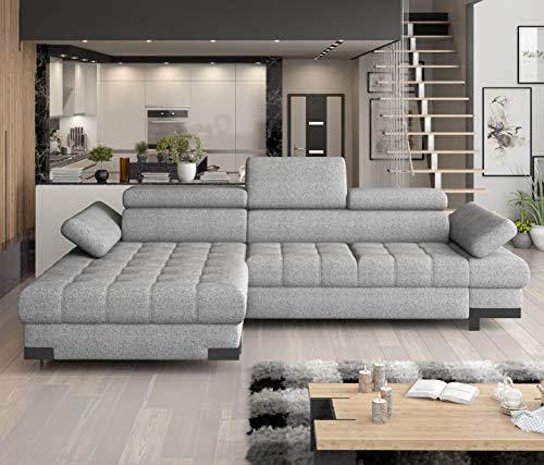 SELVA MINI moderno sof cama esquinero de almacenamiento de cualquier color piel sinttica y tela a la izquierda