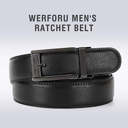 WERFORU Mens Leather Ratchet Belt Click Slide Automatic Buckle Dress Belt3