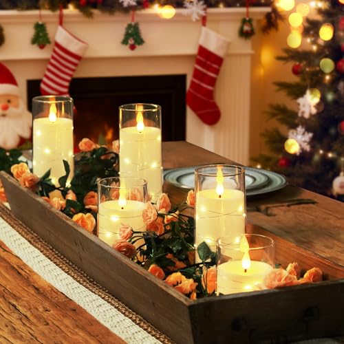 Image of Homemory Flickering Flameless Candles, White LED Pillar Candles with Remote
