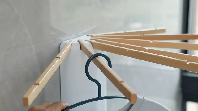 Wandtrockner Klappbar Aus Holz - 7-tlg Wäscheständer Zur Wandmontage