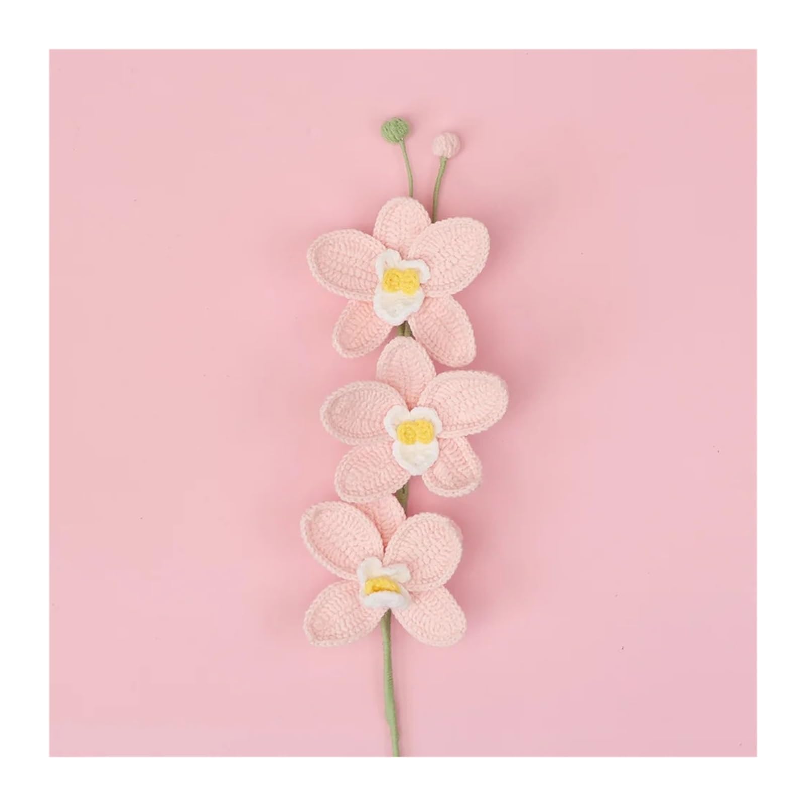PawUniscript 2pcs Lovely Phalaenopsis Crochet Bouquet - Cute Knitting Flower For Wedding, Home Decor & Gift(Color1)