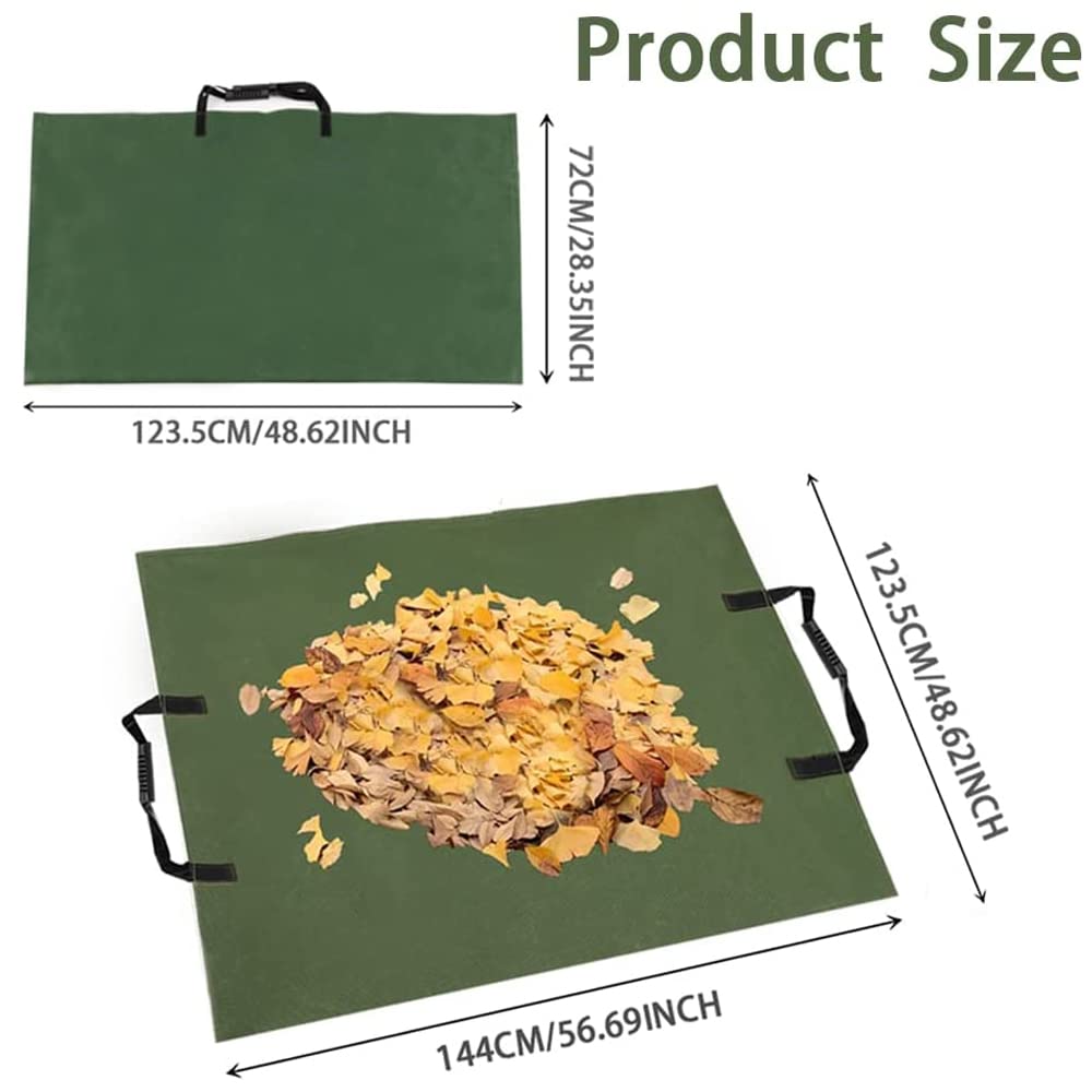 Borsa per la raccolta di foglie, riutilizzabile, da giardino, impermeabile, 2 in 1, per la raccolta di foglie, in tela resistente, pieghevole, con manici per raccogliere foglie
