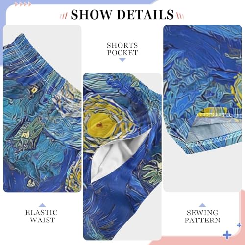 Pajamas Pants Soft Blue Starry Night Long Sleep Pjs Lounge Pajama Bottoms Elastic Waist with Pockets4