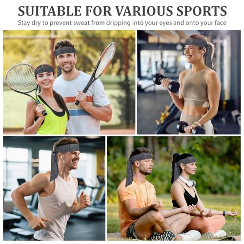Image of ONUPGO 18Pcs Head Ties for Men Women, Adjustable Headbands Sports Sweatband Ninja Ties Head Band, Sweat Wicking Workout Headband for Sports, Running, Tennis, Yoga, Soccer, Karate
