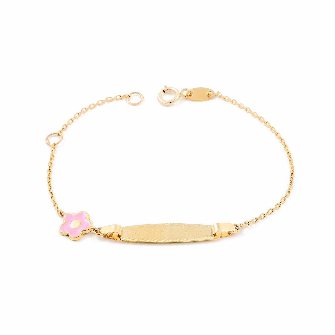 Monde Petit Bracciale fiore per bambini - oro giallo 9k (375) - Scatola Regalo - Certificato di garanzia