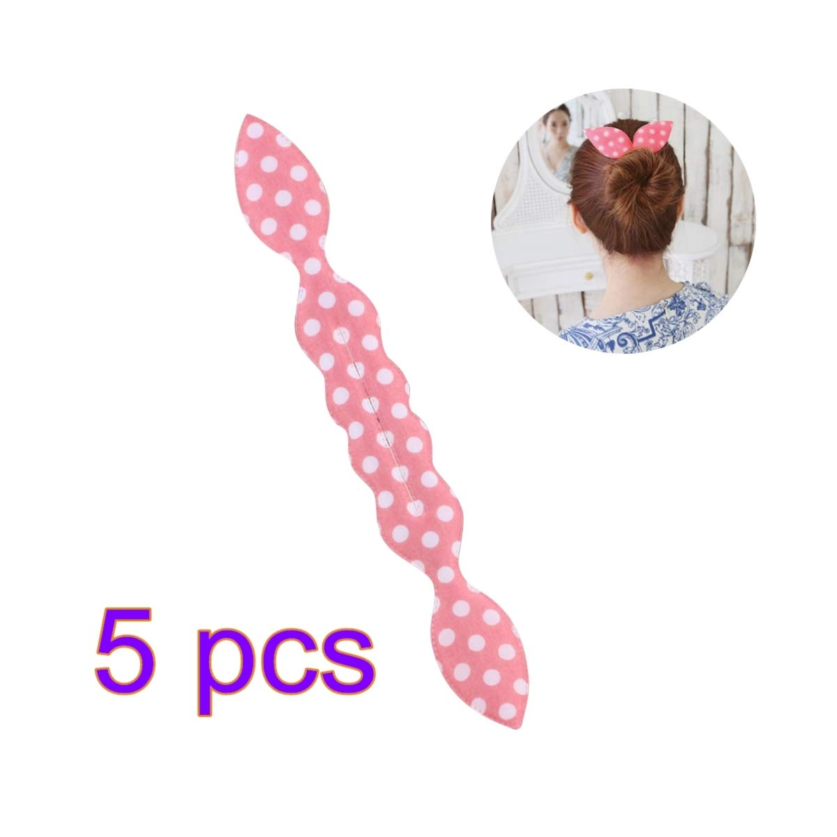 5pcs Hair Ponytail Bun Maker Rabbit Ears Donut Twister Holder Hair Buns Shaper Accessories (Random Style)