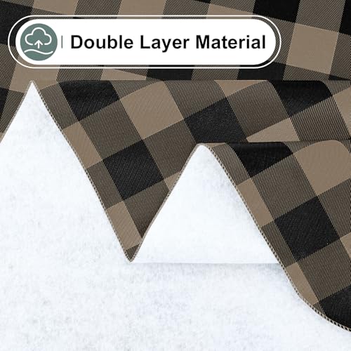Image of misaya Square Waterproof Vinyl Table Cloth, Buffalo Flannel Backed Tablecloth, Wipeable Plastic Table Cover for Dinner, Kitchen, Outdoor (54 inch x 54 inch, Black and Khaki)