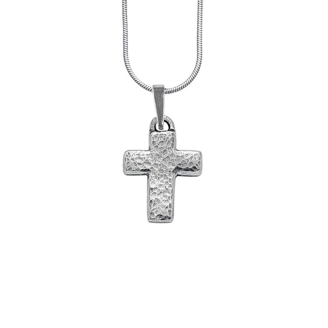 DanforthArtisan Cross Snake Chain Necklace - 18 Inch - Handcrafted - Pewter Pendant - Made in USA