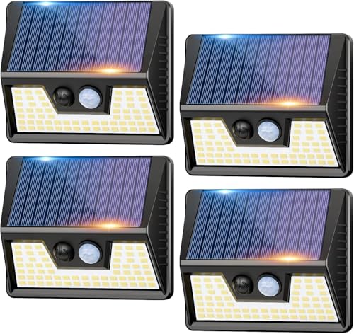 vighep 4 Pack Solar Motion Lights Outdoor, Waterproof Fence Lights
