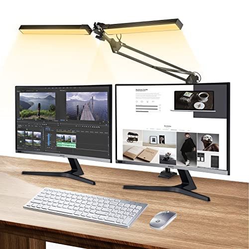 NOEVSBIG LED SchreibtischLampe, 24W Augenschutzlampe, Büro Tischlampe, Einstellbare Dimmen & Farbtemperaturen Tischlampen mit Memory-Funktion Leseleuchte