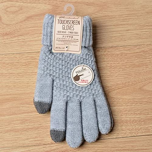 ZLKZZQWinter Touch Screen Gloves Women Men Warm Stretch Knit Mittens Full Finger Guantes Female Crochet Luvas Thicken -Gary-One Size