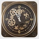 ORICALCHASM Orologio da parete a pendolo, orologio da parete retrò con numeri, silenzioso, senza ticchettio, ingranaggio rotante, numeri arabi, 36,5 x 5,8 cm