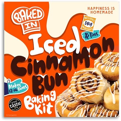 Bakedin Iced Cinnamon Bun Kit 615g - All the dry ingredients - Baking tins - Recipe by Michel Roux OBE -Aaward winning flour, British sugar - All natural Cover
